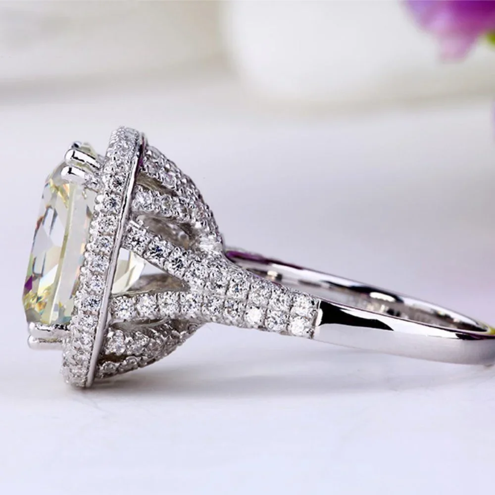 *NEW Platinum Cushion Halo Dome Engagement Ring